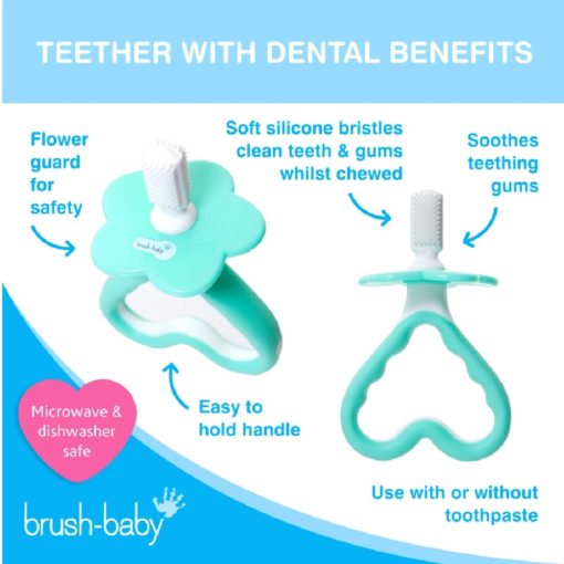 Buy Brush-Baby My FirstBrush & Teether Set, 0-18 months - Blue & White online with Free Shipping at Baby Amore India, Babyamore.in